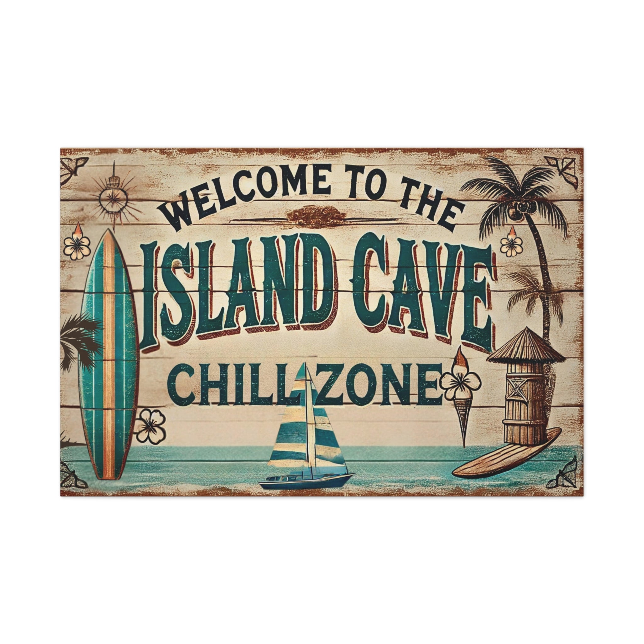 Unwind in Style with the ‘Island Cave Chill Zone’ Wall Art Matte Canvas, Stretched, 1.25"