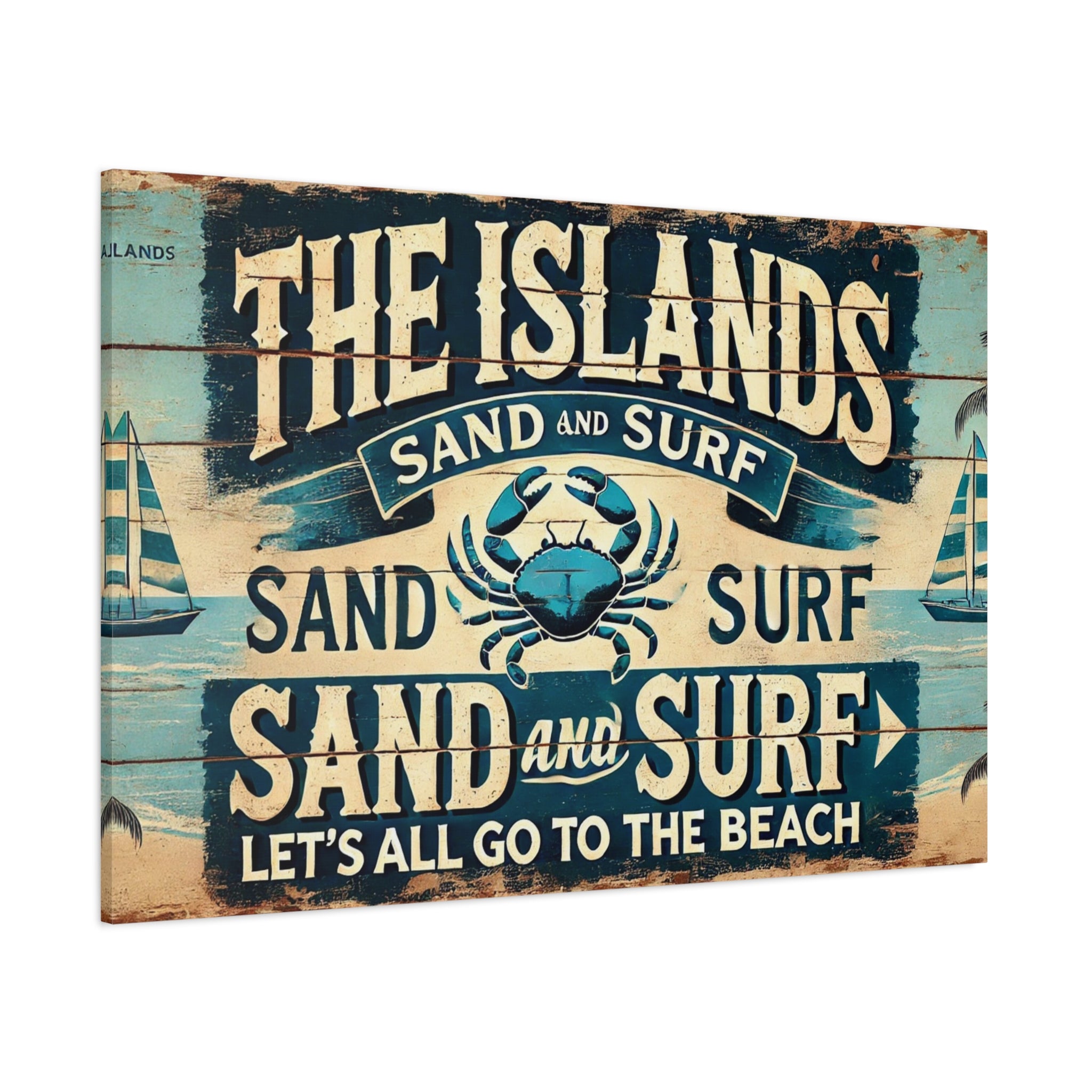 Sand and Surf Canvas Art – Coastal Decor with Vintage Flair Matte Canvas, Stretched, 1.25"