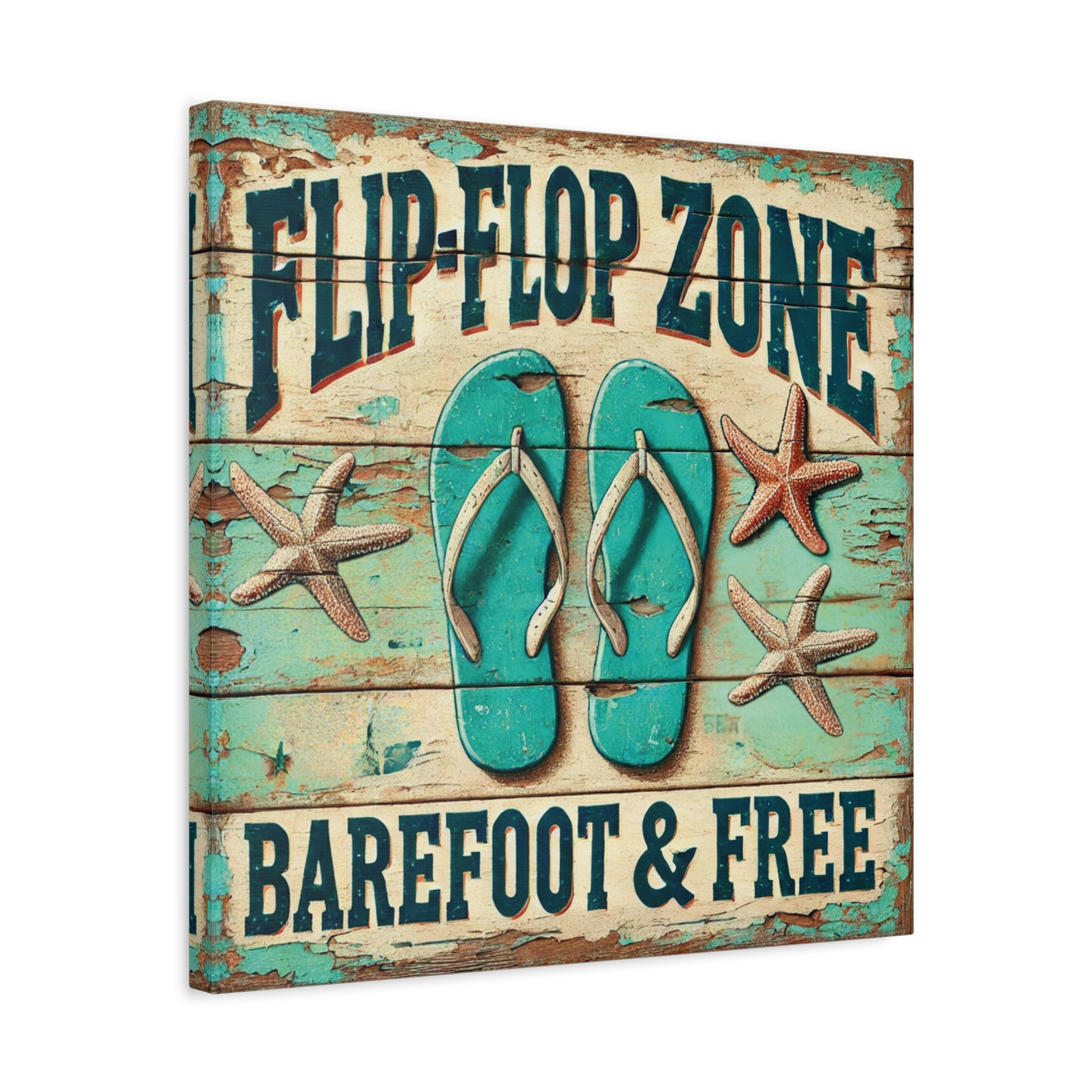 Carefree Coastal Vibes with Flip-Flop Zone Canvas Art Matte Canvas, Stretched, 1.25"