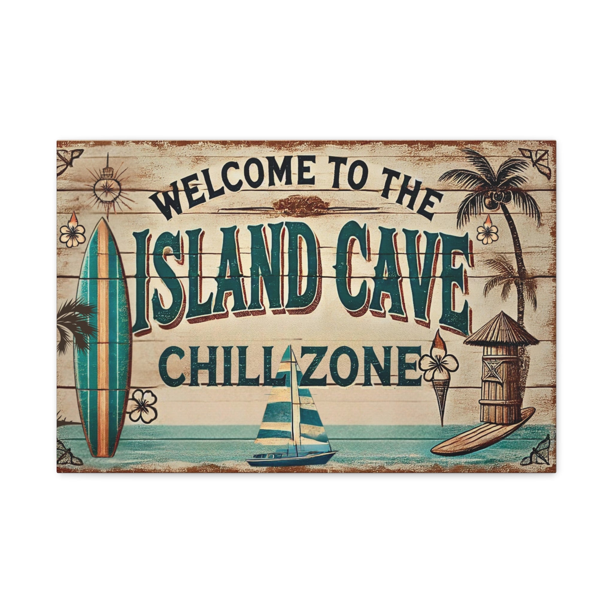 Unwind in Style with the ‘Island Cave Chill Zone’ Wall Art Matte Canvas, Stretched, 1.25"