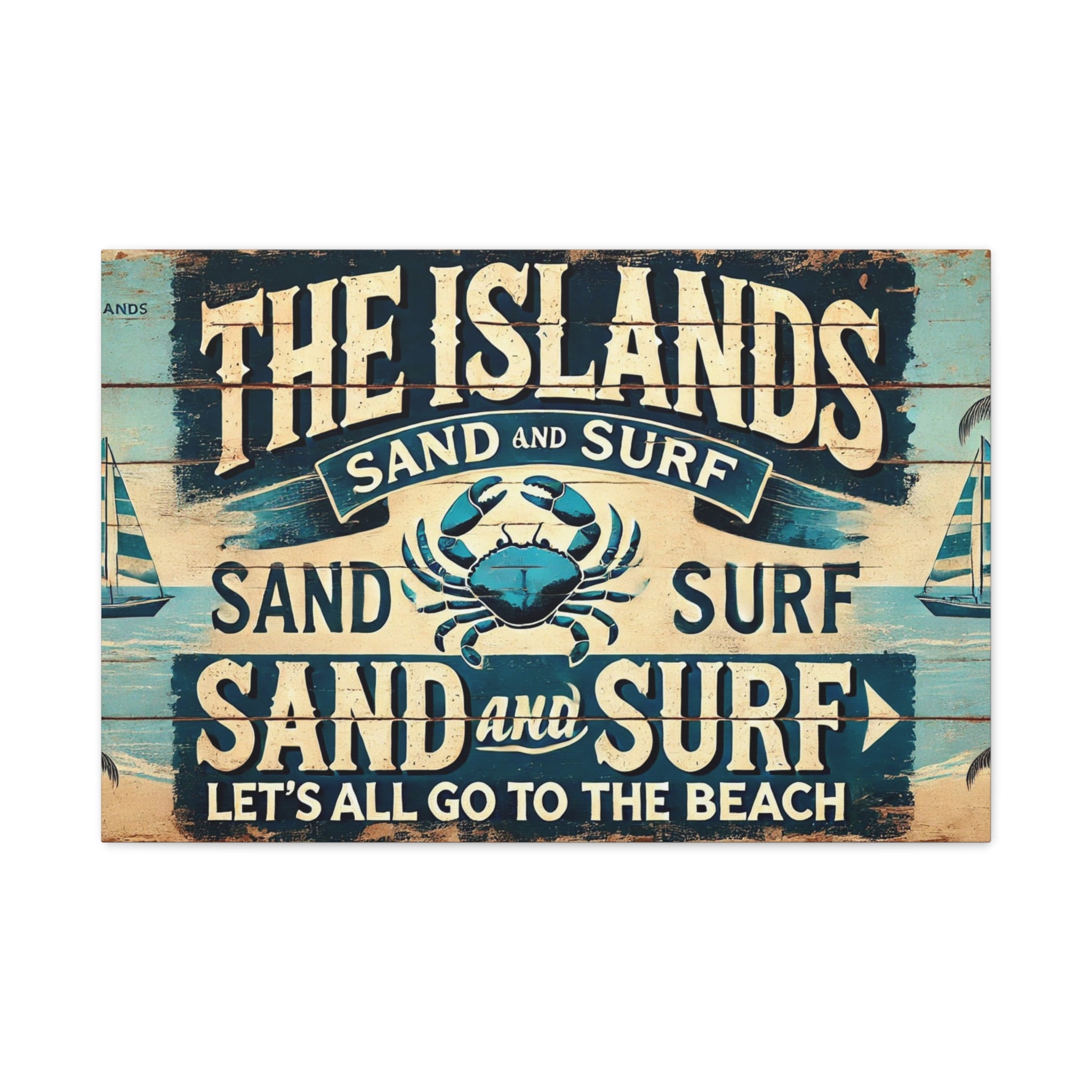 Sand and Surf Canvas Art – Coastal Decor with Vintage Flair Matte Canvas, Stretched, 1.25"