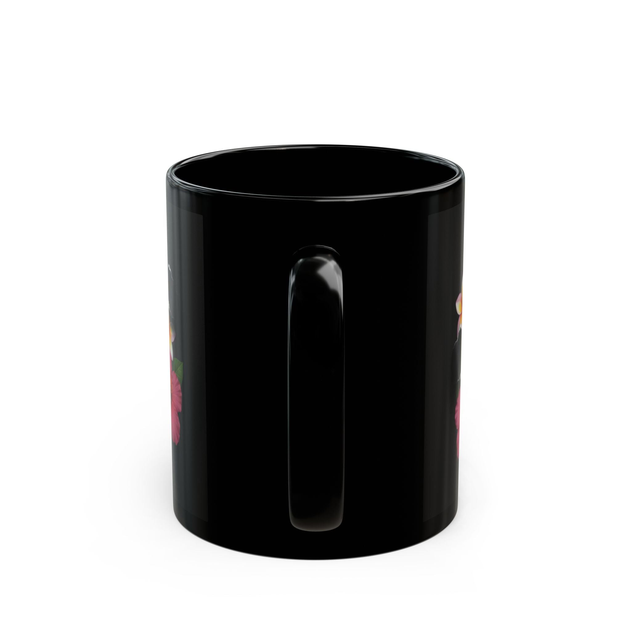 Island Escape” Black Ceramic Mug – A Window to Paradise, 11oz, 15oz