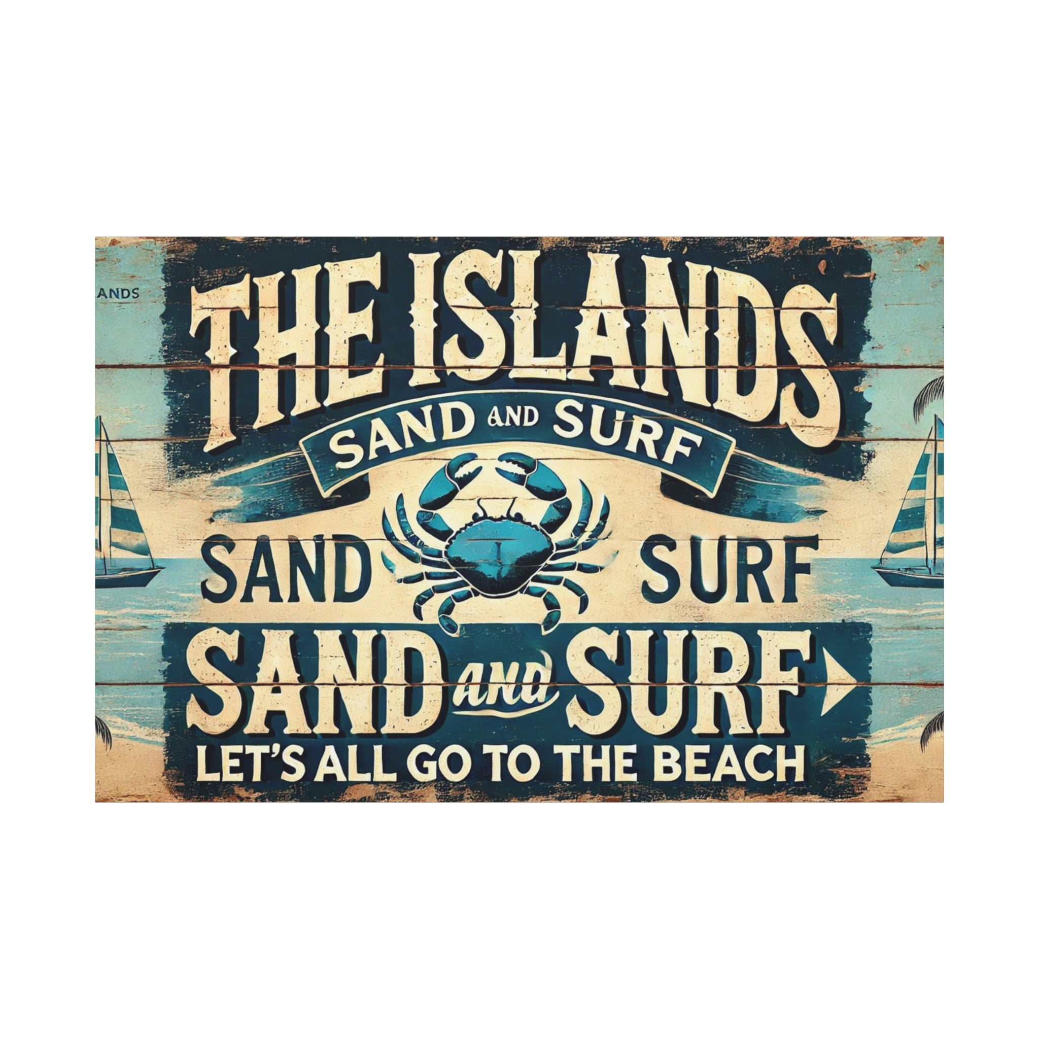 Sand and Surf Canvas Art – Coastal Decor with Vintage Flair Matte Canvas, Stretched, 1.25"