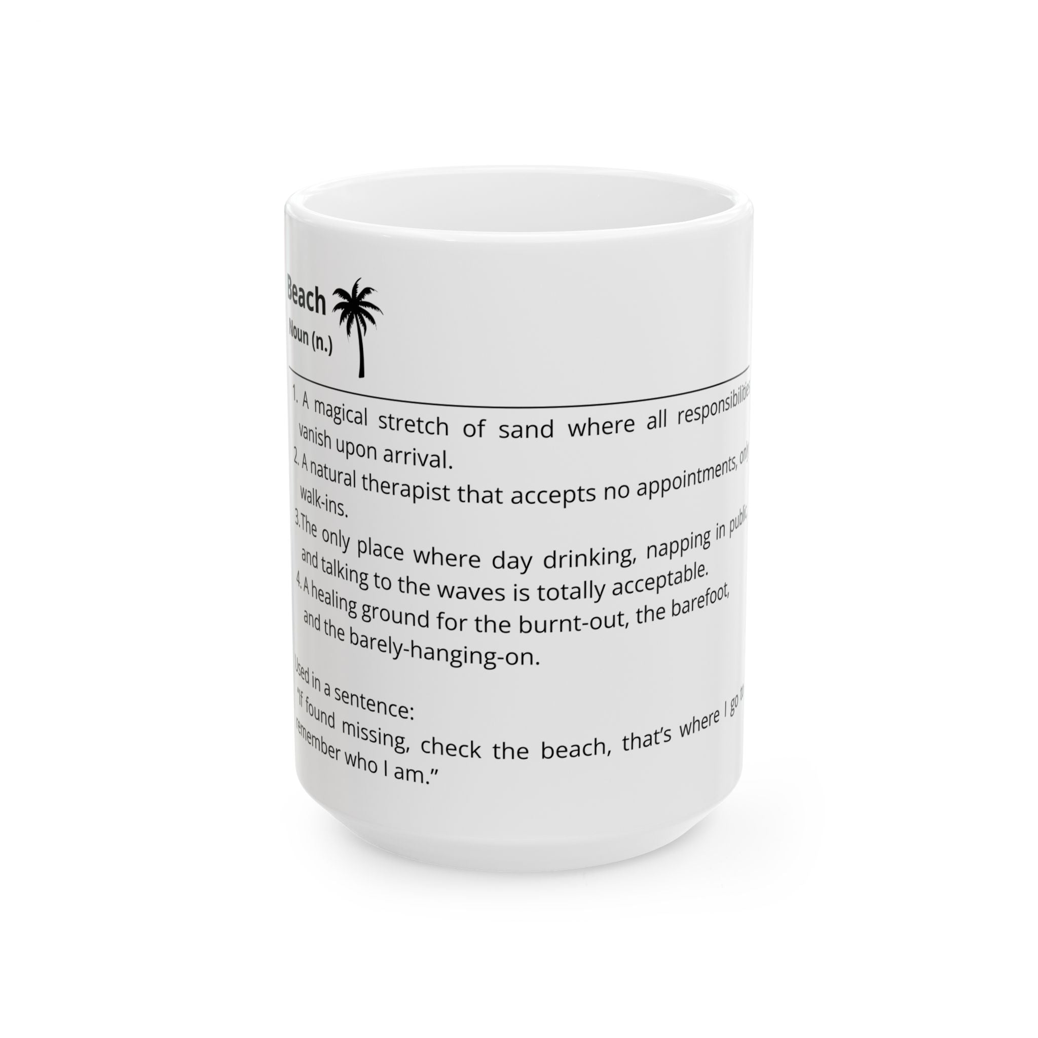 🐚 “Beach (noun)” Ceramic Mug – Sip the Tranquility, (11oz, 15oz)