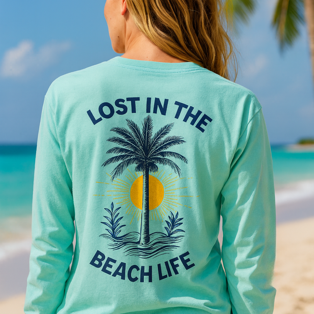 Lost in the Beach Life Long Sleeve Tee Garment-dyed Long