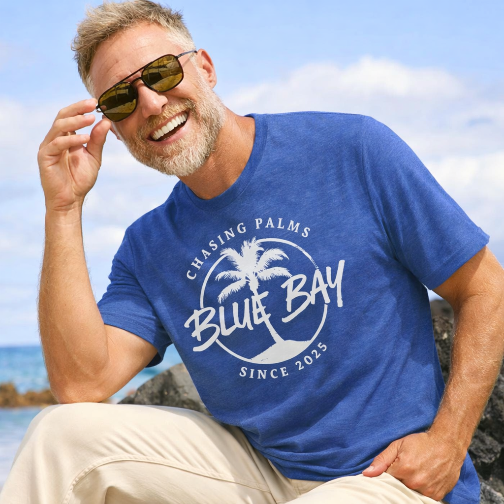 Blue Bay “Chasing Palms” Tee – Where Island Soul Meets Everyday Comfort