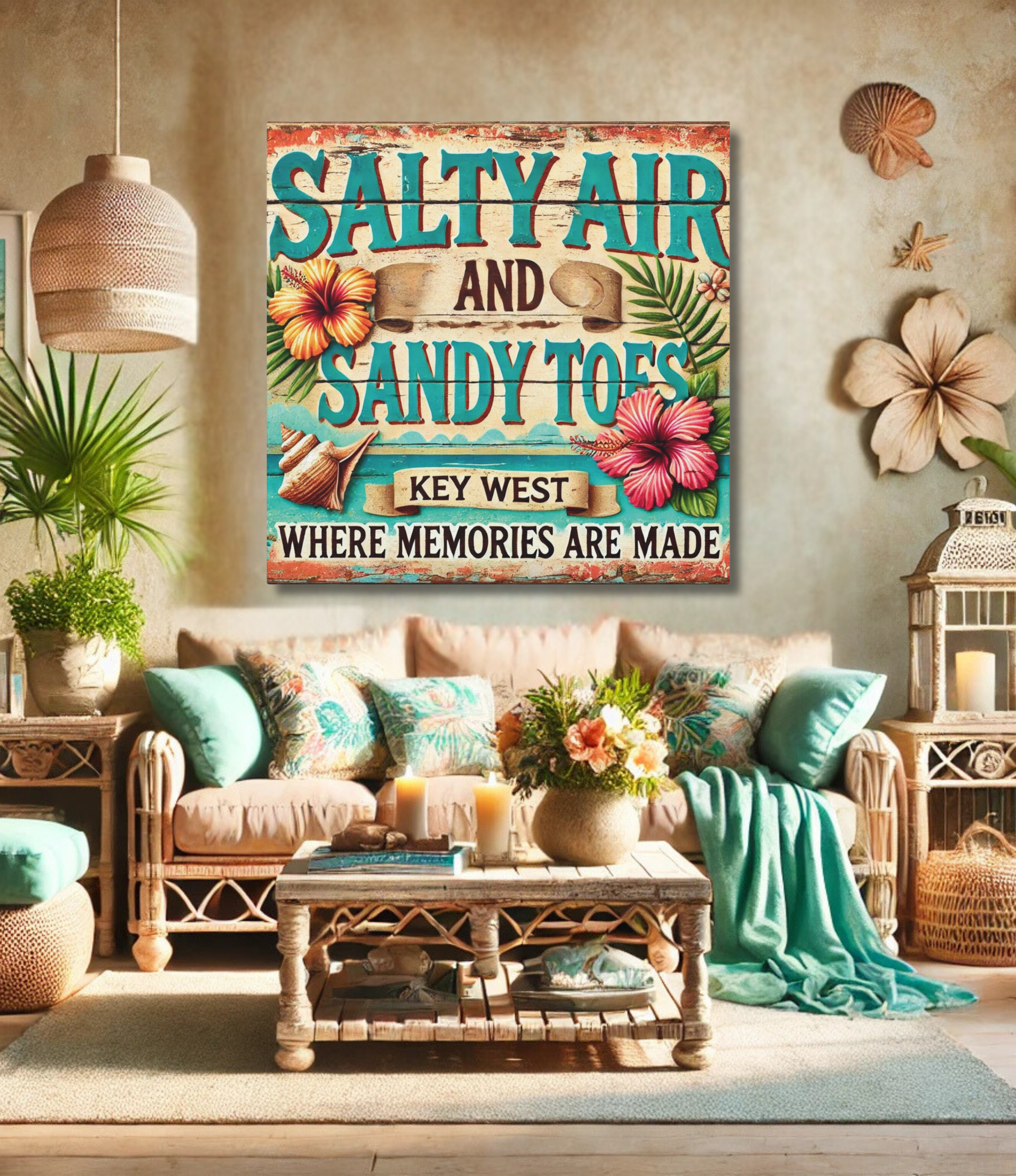 Bring Key West Vibes Home with "Salty Air and Sandy Toes" Art Matte Canvas, Stretched, 1.25"